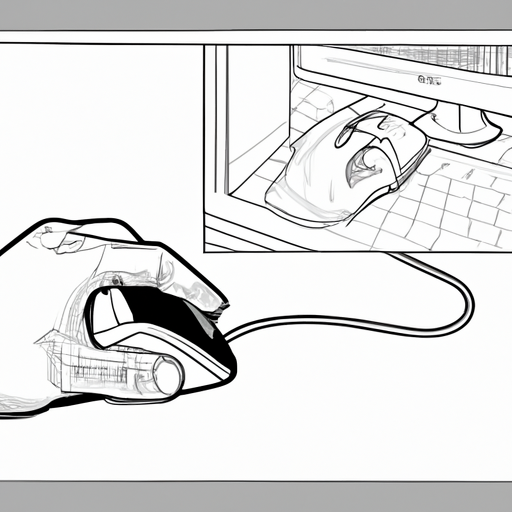 תמונה המציגה יד לוחצת על עכבר, עם דף צביעה שמגיח מהמסך.
